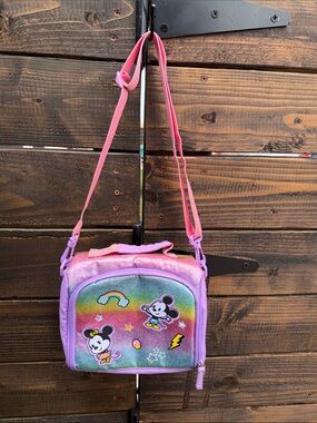 Disney Kids Rainbow Minnie and Mickey Mouse Crossbody Bag purple/ rainbow